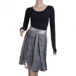 Christian Lacroix Grey Pleated Midi Skirt L