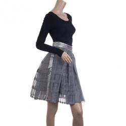 Christian Lacroix Grey Pleated Midi Skirt L