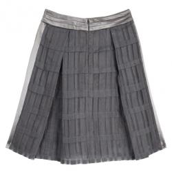 Christian Lacroix Grey Pleated Midi Skirt L