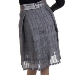 Christian Lacroix Grey Pleated Midi Skirt L