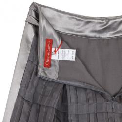 Christian Lacroix Grey Pleated Midi Skirt L