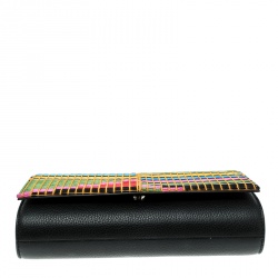 Christian Louboutin Black/Multicolor Leather and Embroidered Fabric Paloma Chain Clutch