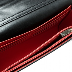 Christian Louboutin Black/Multicolor Leather and Embroidered Fabric Paloma Chain Clutch