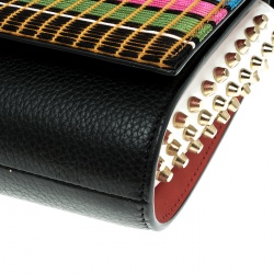 Christian Louboutin Black/Multicolor Leather and Embroidered Fabric Paloma Chain Clutch
