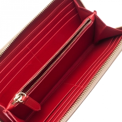 Christian Louboutin Beige Leather Spiked Zip Around Wallet