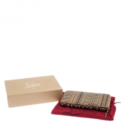 Christian Louboutin Beige Leather Spiked Zip Around Wallet