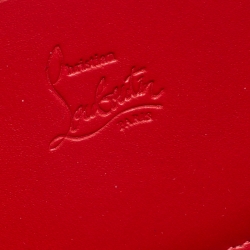 Pre Owned Christian Louboutin Rose Gold Crackled Leather Panettone Wallet