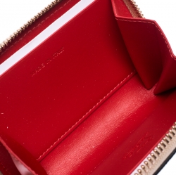 Pre Owned Christian Louboutin Rose Gold Crackled Leather Panettone Wallet