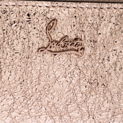 Pre Owned Christian Louboutin Rose Gold Crackled Leather Panettone Wallet
