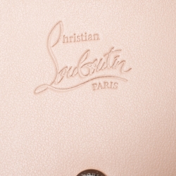 Christian Louboutin Beige Leather Macaron Studded Wristlet Flap Wallet 