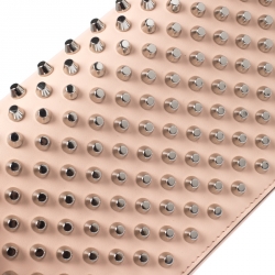 Christian Louboutin Beige Leather Macaron Studded Wristlet Flap Wallet 