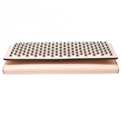 Christian Louboutin Beige Leather Macaron Studded Wristlet Flap Wallet 