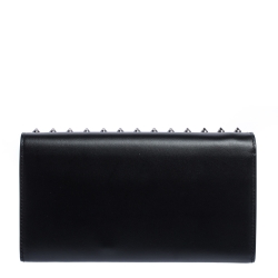 Christian Louboutin Black Leather Paloma Spike Wristlet Clutch