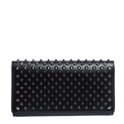 Christian Louboutin Black Leather Paloma Spike Wristlet Clutch