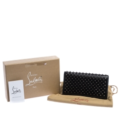Christian Louboutin Black Leather Paloma Spike Wristlet Clutch