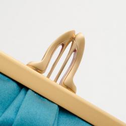 Christian Louboutin Teal Satin Louboutin Loubi Croissant Clutch