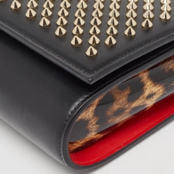 Christian Louboutin Black Leather Paloma Spiked Chain Clutch