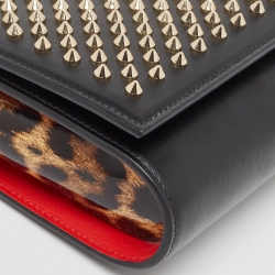Christian Louboutin Black Leather Paloma Spiked Chain Clutch
