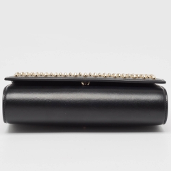 Christian Louboutin Black Leather Paloma Spiked Chain Clutch