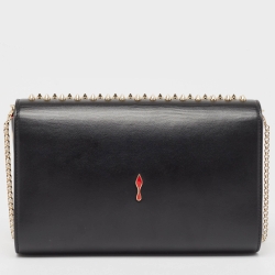 Christian Louboutin Black Leather Paloma Spiked Chain Clutch