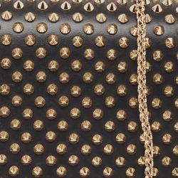 Christian Louboutin Black Leather Paloma Spiked Chain Clutch
