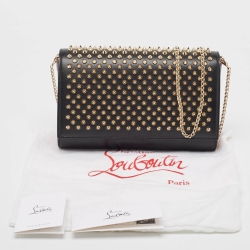 Christian Louboutin Black Leather Paloma Spiked Chain Clutch