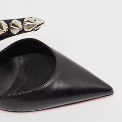 Pre Owned Christian Louboutin Black Leather Spikita Pumps Size 36.5