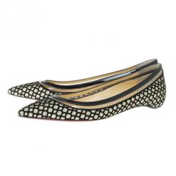 مملوكة مسبقًا Christian Louboutin Black Floque Glitter Paulina Ballet Flats Size 38