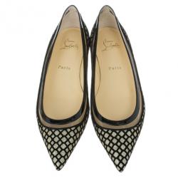 مملوكة مسبقًا Christian Louboutin Black Floque Glitter Paulina Ballet Flats Size 38