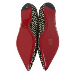 مملوكة مسبقًا Christian Louboutin Black Floque Glitter Paulina Ballet Flats Size 38