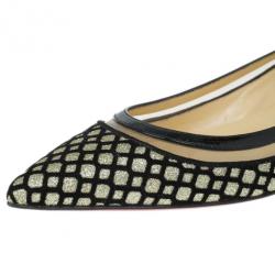 مملوكة مسبقًا Christian Louboutin Black Floque Glitter Paulina Ballet Flats Size 38