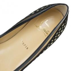 مملوكة مسبقًا Christian Louboutin Black Floque Glitter Paulina Ballet Flats Size 38