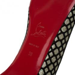 مملوكة مسبقًا Christian Louboutin Black Floque Glitter Paulina Ballet Flats Size 38