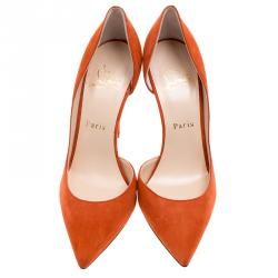 Pre Owned حذاء كعب عالي كريستيان لوبوتان ايريزا دورسي سويدي برتقالي مقاس 37.5