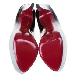 Pre Owned Christian Louboutin Black Patent Highness Peep Toe Platform Pumps Size 40