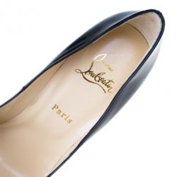 Pre Owned Christian Louboutin Black Patent Highness Peep Toe Platform Pumps Size 40