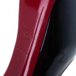 Pre Owned Christian Louboutin Black Patent Highness Peep Toe Platform Pumps Size 40