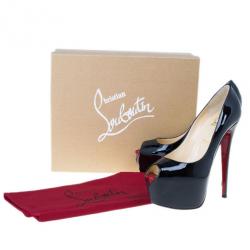 Pre Owned Christian Louboutin Black Patent Highness Peep Toe Platform Pumps Size 40