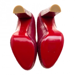 Pre Owned Christian Louboutin Ruby Red Python Grapi Platform Pumps Size 38.5