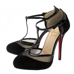 مملوكة مسبقًا صندل كريستيان لوبوتان سيور T ميسز ايرلي شبك وسويدي أسود مقاس 40