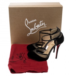 مملوكة مسبقًا صندل كريستيان لوبوتان سيور T ميسز ايرلي شبك وسويدي أسود مقاس 40