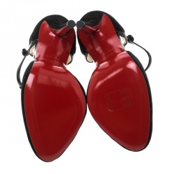 Pre Owned صندل كريستيان لوبوتان سيور T ميسز ارلي شبك وسويدي أسود مقاس 35