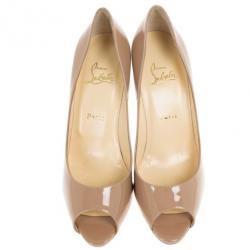 مملوكة مسبقًا Christian Louboutin Nude Patent You You Peep Toe Pumps Size 39