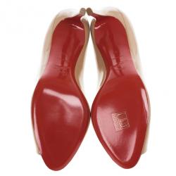 مملوكة مسبقًا Christian Louboutin Nude Patent You You Peep Toe Pumps Size 39