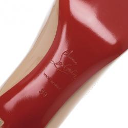 مملوكة مسبقًا Christian Louboutin Nude Patent You You Peep Toe Pumps Size 39