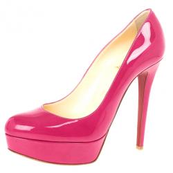 Pre Owned Christian Louboutin Pink Patent Bianca Platform Pumps 38.5