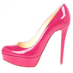 Pre Owned Christian Louboutin Pink Patent Bianca Platform Pumps 38.5