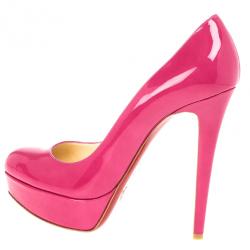 Pre Owned Christian Louboutin Pink Patent Bianca Platform Pumps 38.5