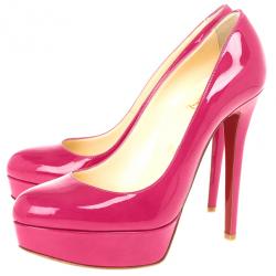 Pre Owned Christian Louboutin Pink Patent Bianca Platform Pumps 38.5
