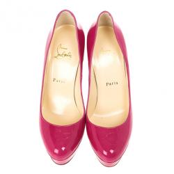 Pre Owned Christian Louboutin Pink Patent Bianca Platform Pumps 38.5
